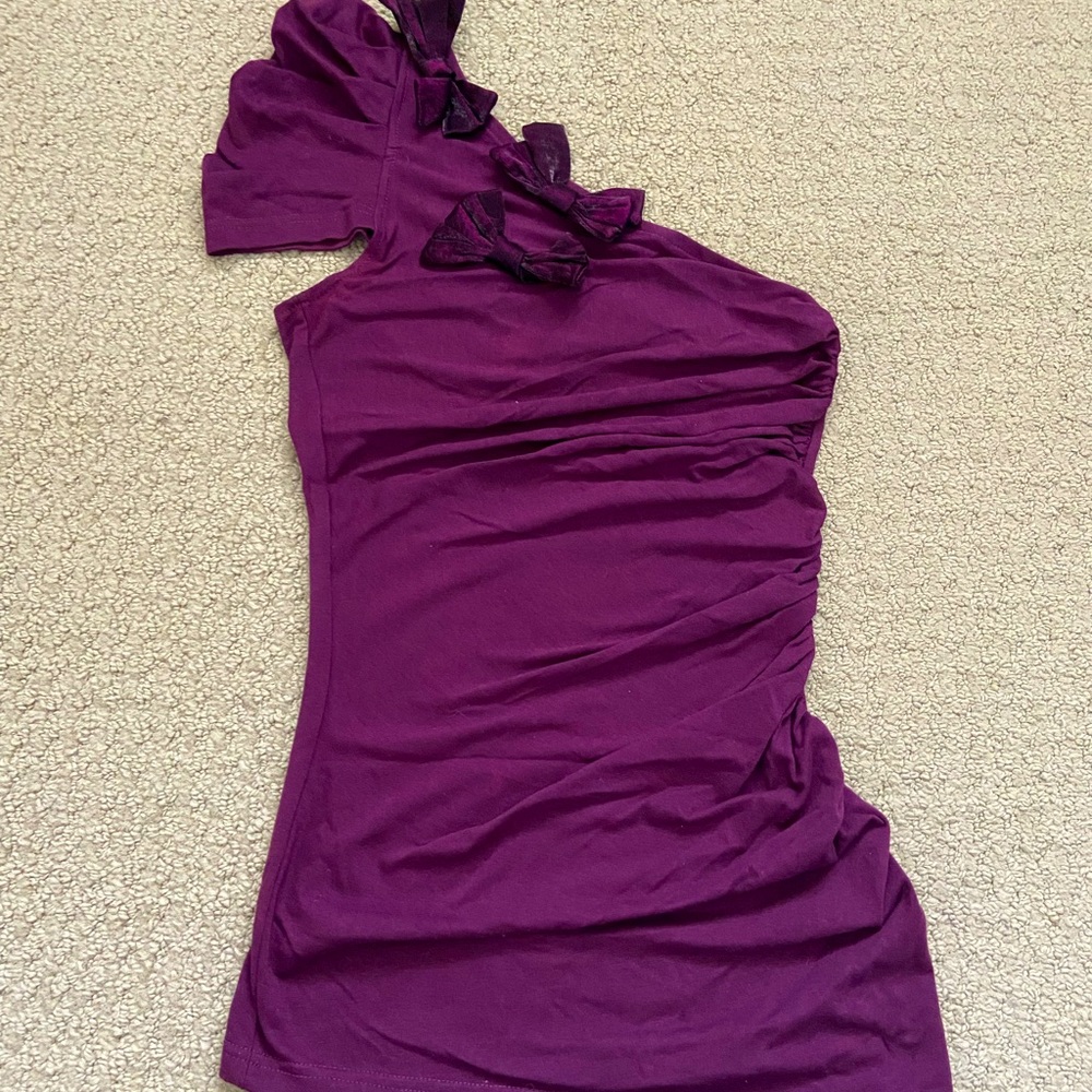 ASOS Plum Purple One Sleeve Ruched Tank